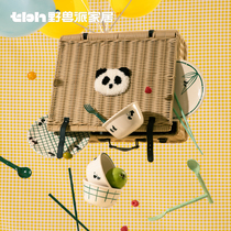 tbh野兽派家居熊猫嘭嘭系列竹纤维餐具套装家用乔迁碗筷碟子套装