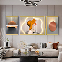 LED灯画人物客厅装饰画现代简约三联挂画沙发背景墙轻奢高级壁画