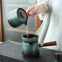 简单窑变复古陶瓷功夫茶具套装家用客厅办公盖碗侧把壶整套茶杯