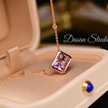 大三手作 紫气东来 天然紫水晶项链玫瑰金女二月生辰石气质设计感