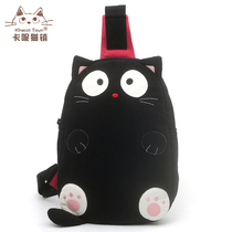 特价！日本设计kine猫纯棉立体可爱卡通黑猫小巧胸包斜挎包斜背包