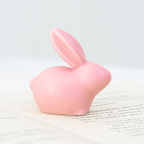 创意陶瓷可爱兔子茶宠粉色茶玩摆件家居装饰迷你茶具茶道零配摆件
