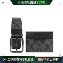 香港直邮COACH 奥莱款男士PVC配皮腰带卡片夹礼盒