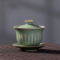 空山新雨 龙泉青瓷三才盖碗泡茶杯泡茶碗 单个不烫手陶瓷功夫茶具