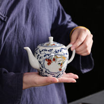仿古茶壶陶瓷青花釉里红泡茶器家用大容量单壶中式简约防烫冲茶壶