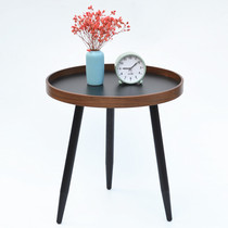 几边茶几沙发边桌客厅角几圆形胡桃木色北欧现代小户型极简小圆桌
