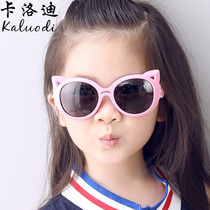 儿童镜太阳镜猫咪儿童墨镜 男童女童 偏光镜墨镜防紫外线眼镜软质