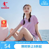 中国乔丹短袖T恤女2024夏季新款休闲上衣圆领针织女士运动百搭短t