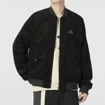 正品Adidas阿迪达斯男装棒球服加绒外套冬款灯芯绒保暖夹克HR4445