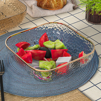 日式金边耐热透明玻璃碗网红ins风沙拉碗家用水果碗创意水果盘子