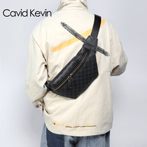 Cavid Kevin男士格子胸包小腰包百搭斜挎包手机包潮牌街头单肩包