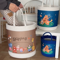 北欧丹麦儿童玩具收纳箱宝宝装脏衣服整理筐大容量卡通毛绒玩具桶