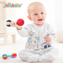 jollybaby新生儿抓握沙锤手摇铃哑铃软布艺婴儿听觉感知训练玩具