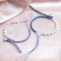 手编创意女士珍珠半成品手链绳自由穿搭银饰品翡翠玉石挂件红绳
