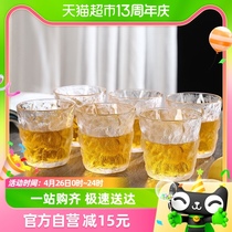 青苹果冰川纹玻璃杯6只装ins风高颜值水杯女夏果汁饮料杯子