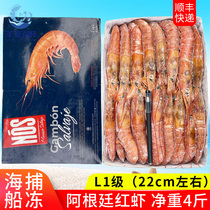 NOS阿根廷红虾L1大红虾2kg进口特大超大刺身海鲜野生海捕船冻大虾