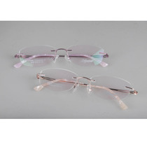 无框眼镜架 优雅女超轻纯钛眼镜框潮 防蓝光商务光学近视眼镜3028
