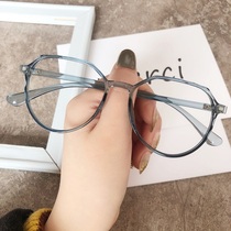 防辐射近视眼镜女网红款大脸电脑护目抗蓝光眼镜框男韩版潮平光镜