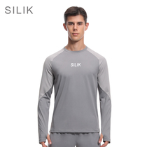 SILIK斯力克欧码偏大瑜伽长袖男高弹紧身衣跑步健身服运动速干T恤