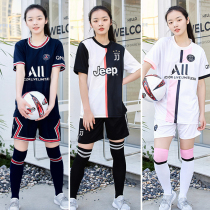 女生足球服套装定制女学生体育考试比赛队服宽松训练服梅西足球衣