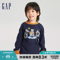 Gap男幼童春秋LOGO纯棉长袖T恤洋气儿童装微弹舒适运动上衣753648