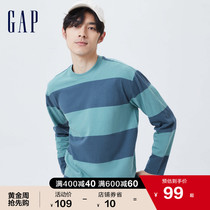 【碳素软磨】Gap男装纯棉长袖T恤735043 新款条纹打底衫