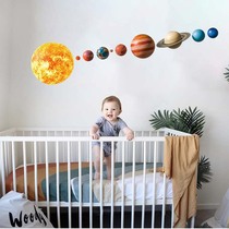 太阳系星球个性墙贴防水自粘可移除无痕贴纸儿童房卧室背景墙装饰