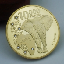 4枚套装币非洲赞比亚纪念币镶钻豹金币仿野生动物象纪念币外币硬