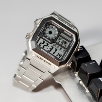 卡西欧胡一天款复古金属电子小方块手表男女AE-1200WHD-1 A158WA