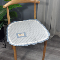 四季通用纯棉餐椅垫带绑带坐垫马蹄形纯色韩式垫子薄款防滑座位垫