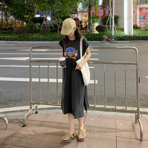 2023新款韩版女装背心T恤长裙女原宿风学生上衣女夏季背心连衣裙