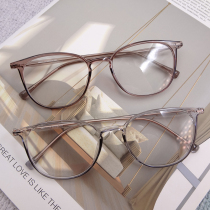 透明灰眼镜架方形潮复古小红书同款眼镜配近视防蓝光眼镜圆脸镜框