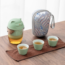 旅行茶具单人套装快客杯便携包小套一壶三杯户外泡茶玻璃茶壶茶杯