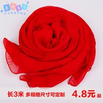 中国红大红色长条雪纺丝巾跳舞旅游拍照纱巾聚会春秋薄围巾女披肩