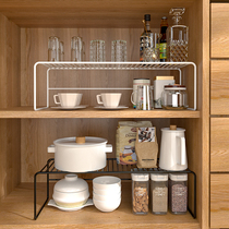 ins橱柜内分层置物架可伸缩厨房台面多功能柜子隔板碗碟收纳架子