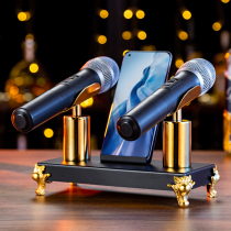 酒吧ktv专用不锈钢话筒架座桌面台式创意无线麦克风麦架咪架 防摔