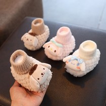 婴儿鞋袜秋冬季软底不掉0一1岁6到12个月男女宝宝加绒保暖软底鞋