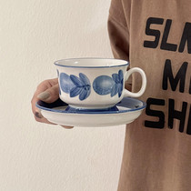 设计款ins风芬兰中古风陶瓷杯碟少女心陶瓷马克杯早餐燕麦牛奶杯