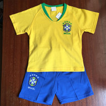 2018款全棉巴西黄色足球服儿童套装70-160cm夏短袖小孩球衣