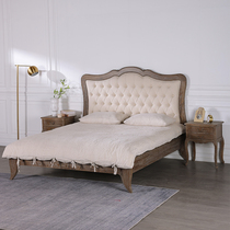 出口美式床橡木实木双人床法式乡村床北欧简约现代做旧1.8m轻奢床
