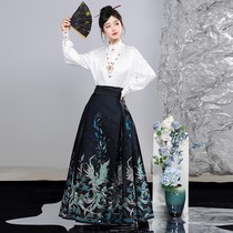 古装青羽日常改良新中式马面裙套装春秋明代初中生中国风少女汉服