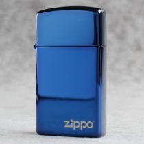 官正品ZIPPO芝宝美国原版防风砂轮煤油打火机列纤巧窄蓝冰镜面标