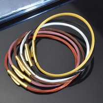 2mm钢丝绳手链可穿转运珠硬金黄金手绳可串珠半成品diy皮绳红绳潮