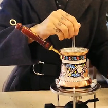 土耳其原装进口珐琅彩咖啡壶纯手工艺款纯铜金属长柄挂耳手冲家用