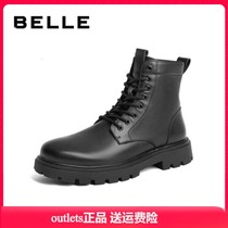 Belle/百丽男靴2023秋冬季真皮厚底时尚保暖马丁靴短靴男A1274DD3