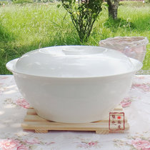陶瓷汤锅 骨瓷特大号汤碗 景德镇10寸纯白带盖子汤锅 盛汤碗正品