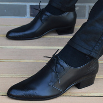 新款男士皮鞋英伦韩版尖头真皮商务休闲鞋增高男鞋潮流发型师皮鞋