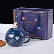 星球马克杯带盖勺高物值宇航员陶瓷F杯子情侣生日礼节圣诞颜礼品