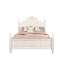 美式轻奢床白色实木床n简约 欧式床双人床主卧1.8米大床高箱储物