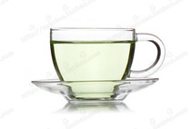 80ML 纯手工耐热玻璃杯 茶具 手把杯碟组 带杯托 花茶杯 咖啡杯